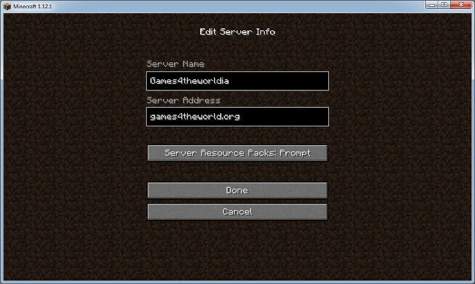 Games4theworld Minecraft server: server information