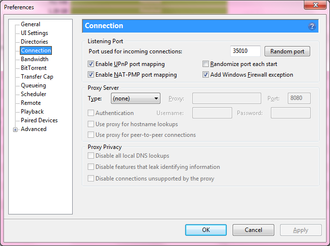 Speed up BitTorrent downloads: µTorrent Connection tab settings